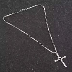 Silver Plated Cross Necklace Fast & Furious Mens Faith Gift Birthday Christmas